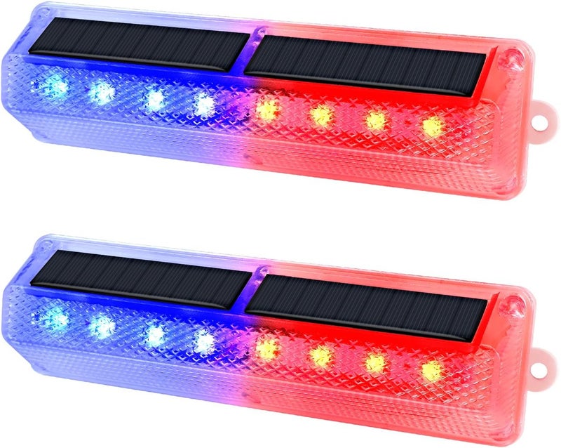 Aolyty Solar Warning Light, Bright Red and Blue Light Flashing Alternately Waterproof Emergency Caution Lights for Construction Site, Dock, Guardrails, Driveway, Beacon (Red & Blue) - Image 1